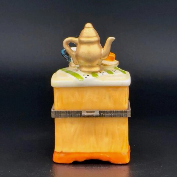 Miniature Ceramic Tea Time Trinket Box Treasure Box - Picture 3 of 3